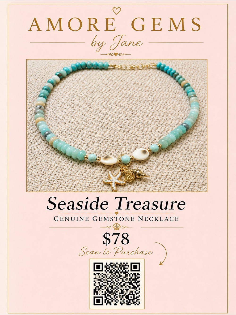Seaside Treasure Turquoise Gemstone Necklace